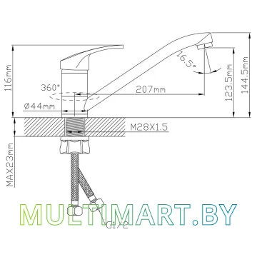 Смеситель AV Engineering AVURS4-A120-449 картинка 2